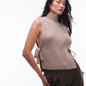 & Other Stories Wool & Mohair Blend Mock Neck Ribbed Bib Sweater in Biscuit NWT